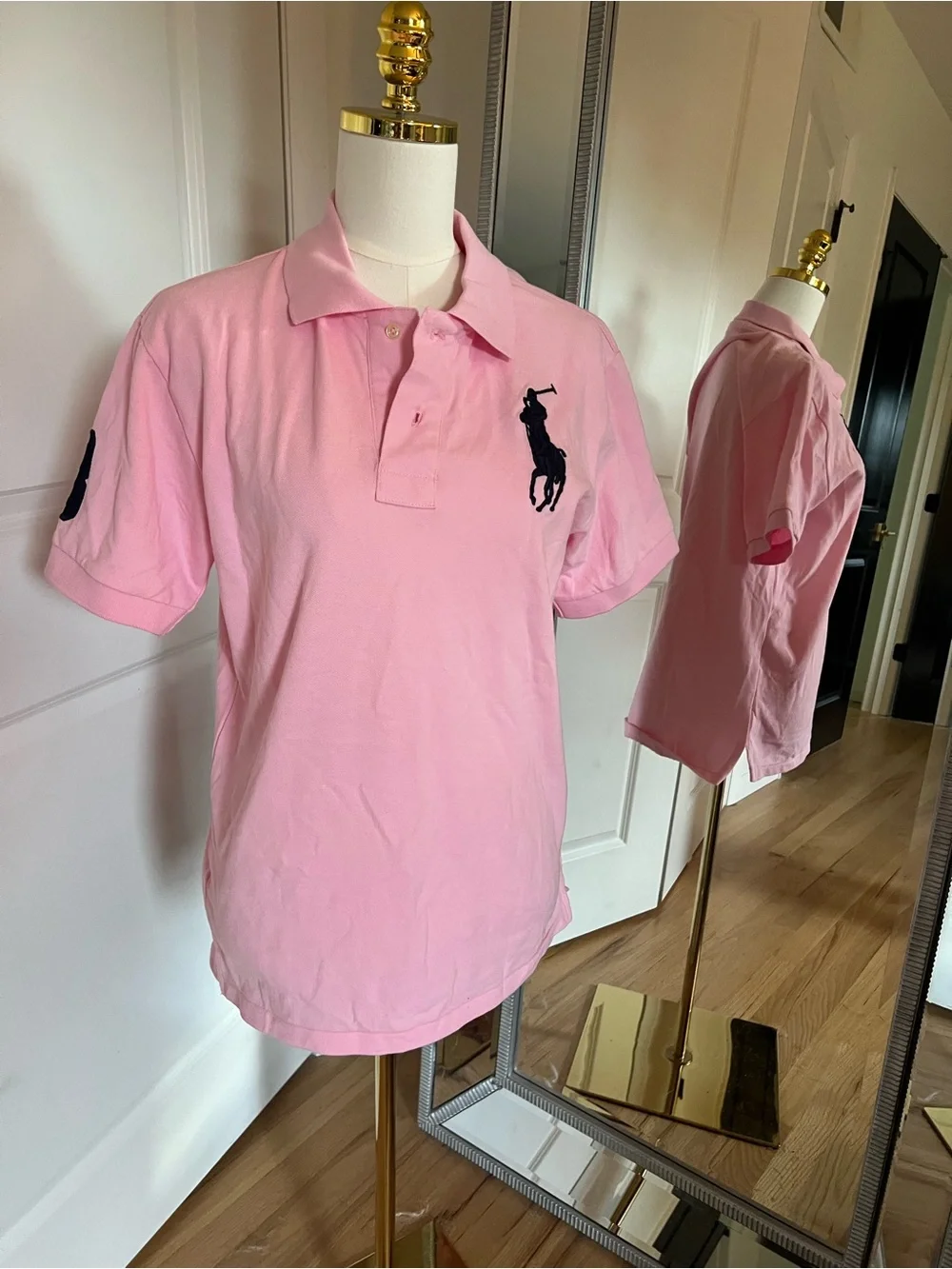 Ralph Lauren Men's Pink Polo with Navy Big Pony